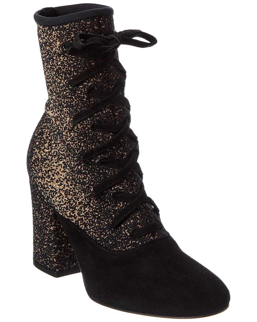 Gianvito Rossi Danis 85 Knit & Suede Boot In Black