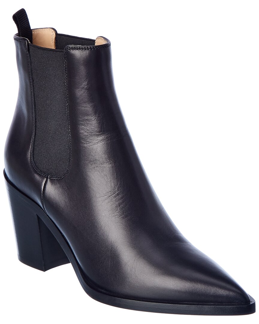 Gianvito Rossi Romney 70 Leather Bootie In Black