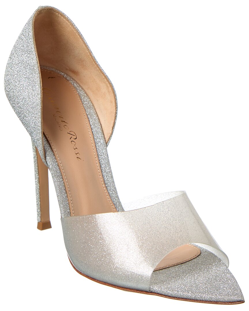 Gianvito Rossi Logo Leather Sandal In Silver
