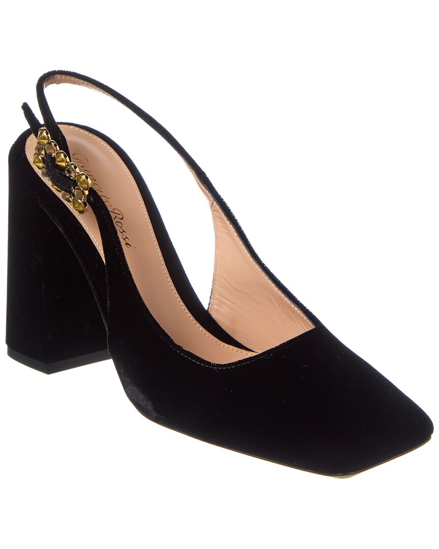Gianvito Rossi Wondy 95 Velvet Slingback Pumps In Black