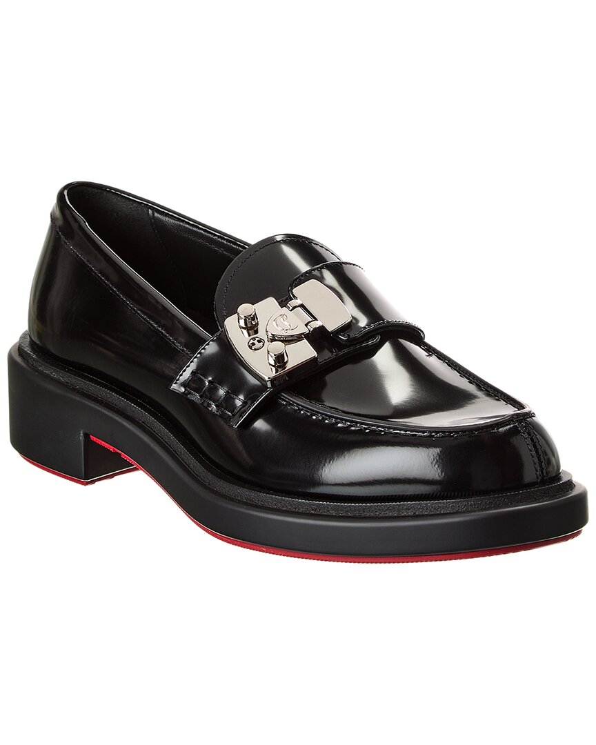 Christian Louboutin Chunky Rubber Sole Loafers With Metal Hardware In Black
