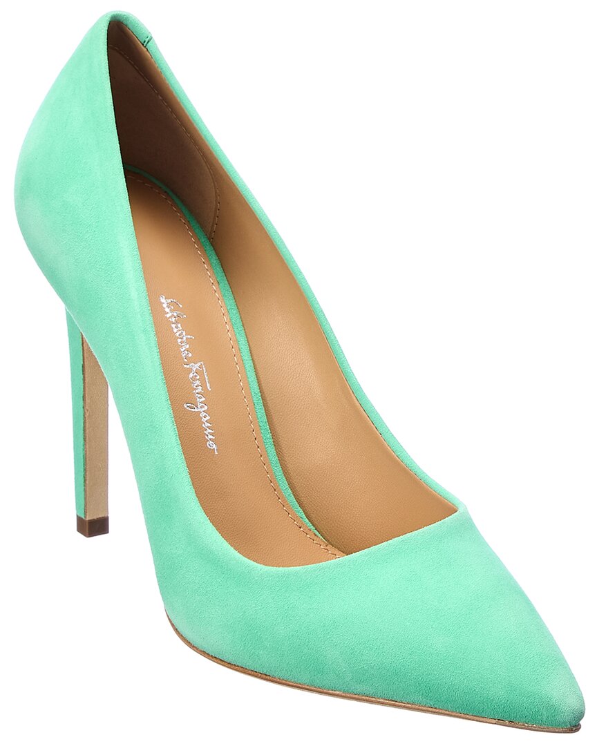Ferragamo Ilary Pointed-toe Pumps In Green