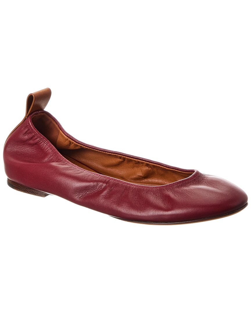 Lanvin Leather Ballerina Flat In Burgundy