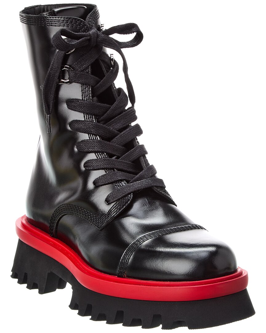 Ferragamo Combat Boot With Chunky Sole In Black