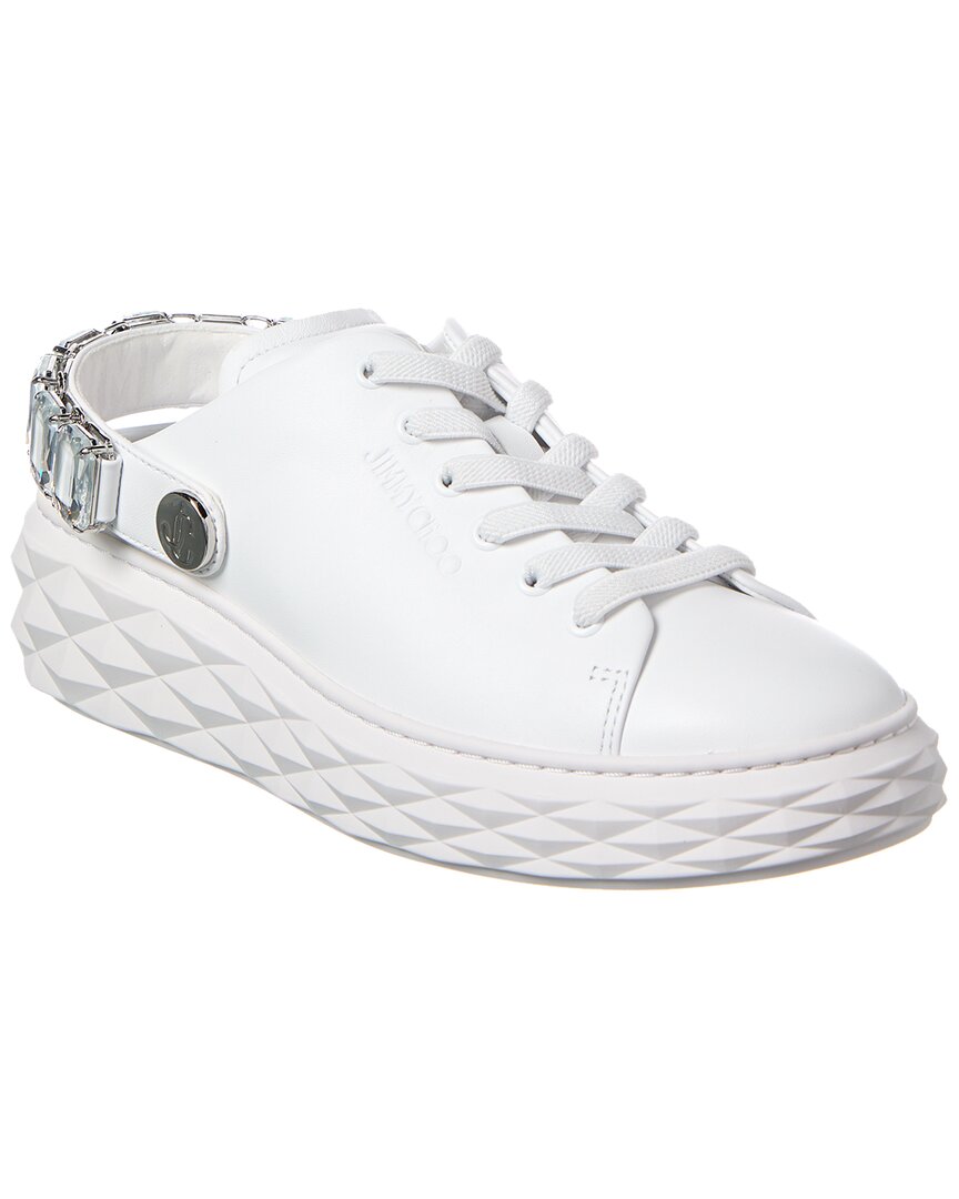 Shop Jimmy Choo Diamond Maxi/crystal Leather Sneaker In White