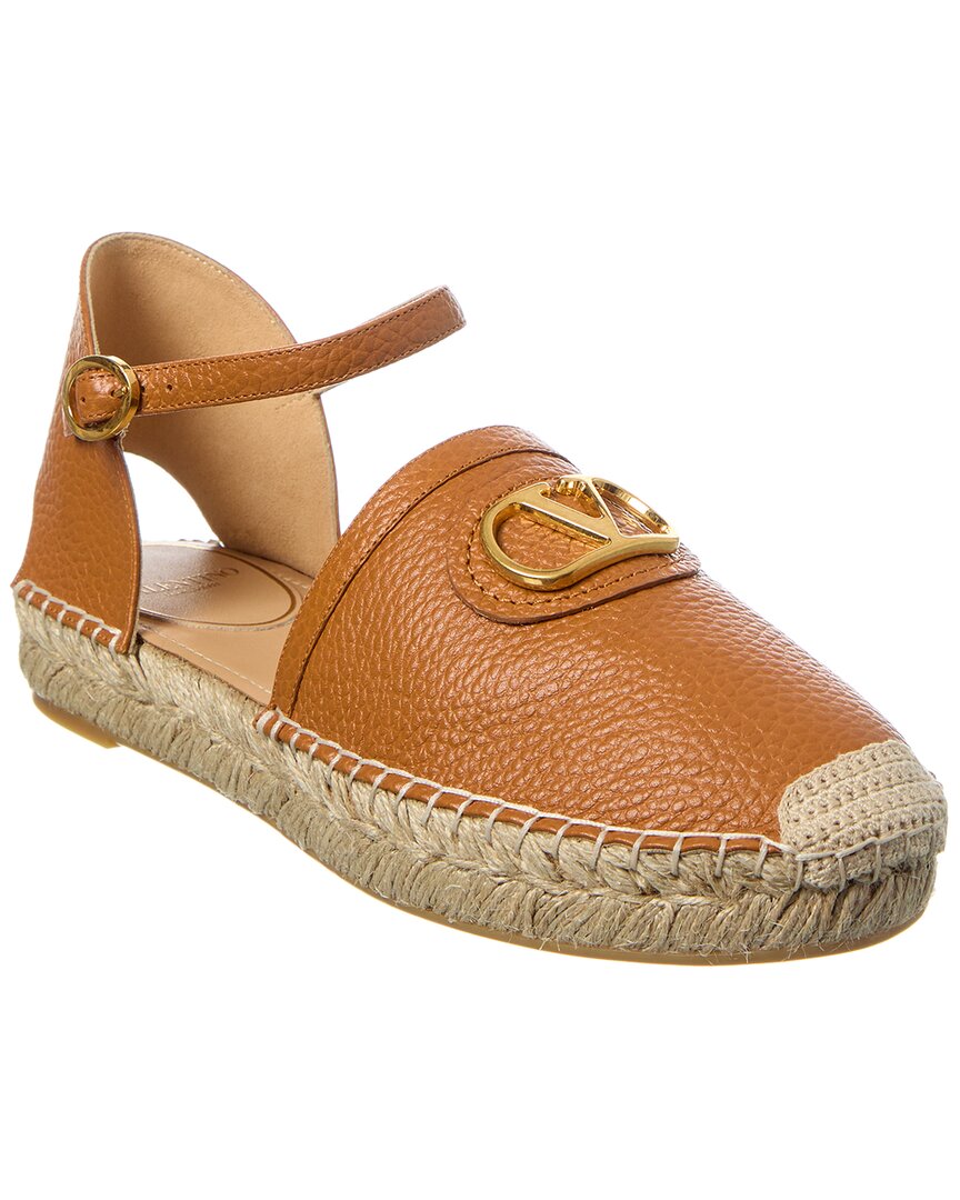 Valentino Garavani Valentino Vlogo Signature Grainy Leather Espadrille