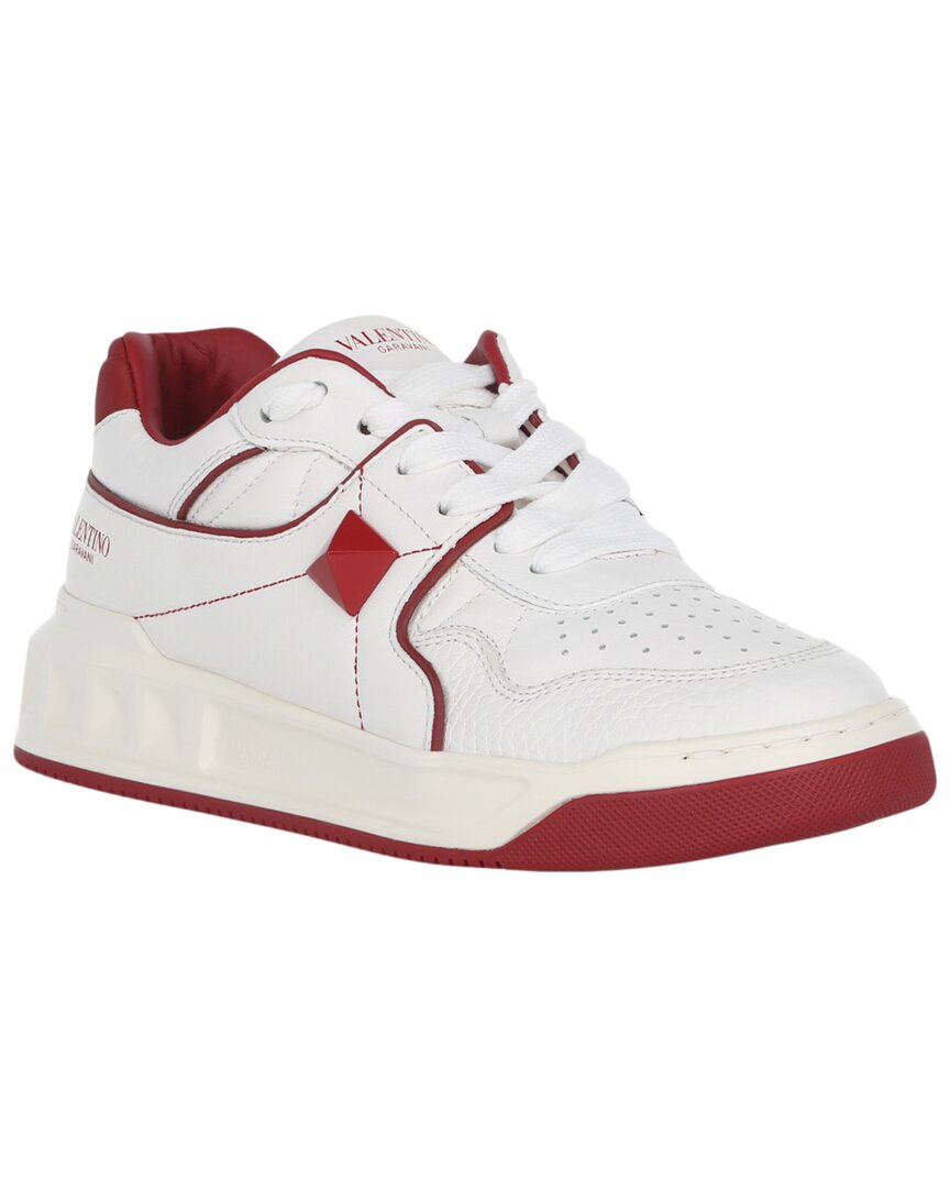 Valentino Garavani One Stud Low-top Sneaker Woman Lace-up Shoes Multicolored Size 7.5 Lambskin In Red