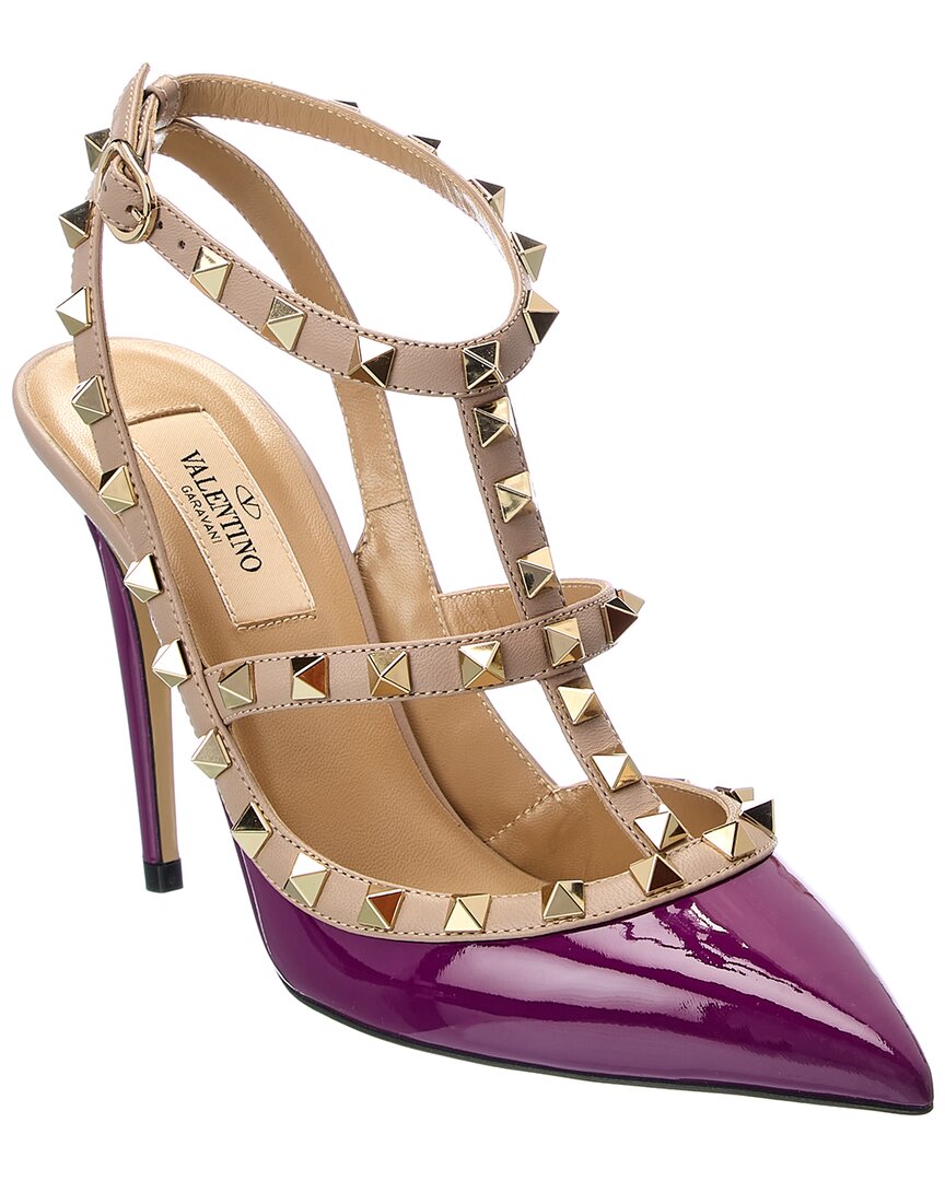 Valentino Rockstud Caged 100 Patent Pump In Purple