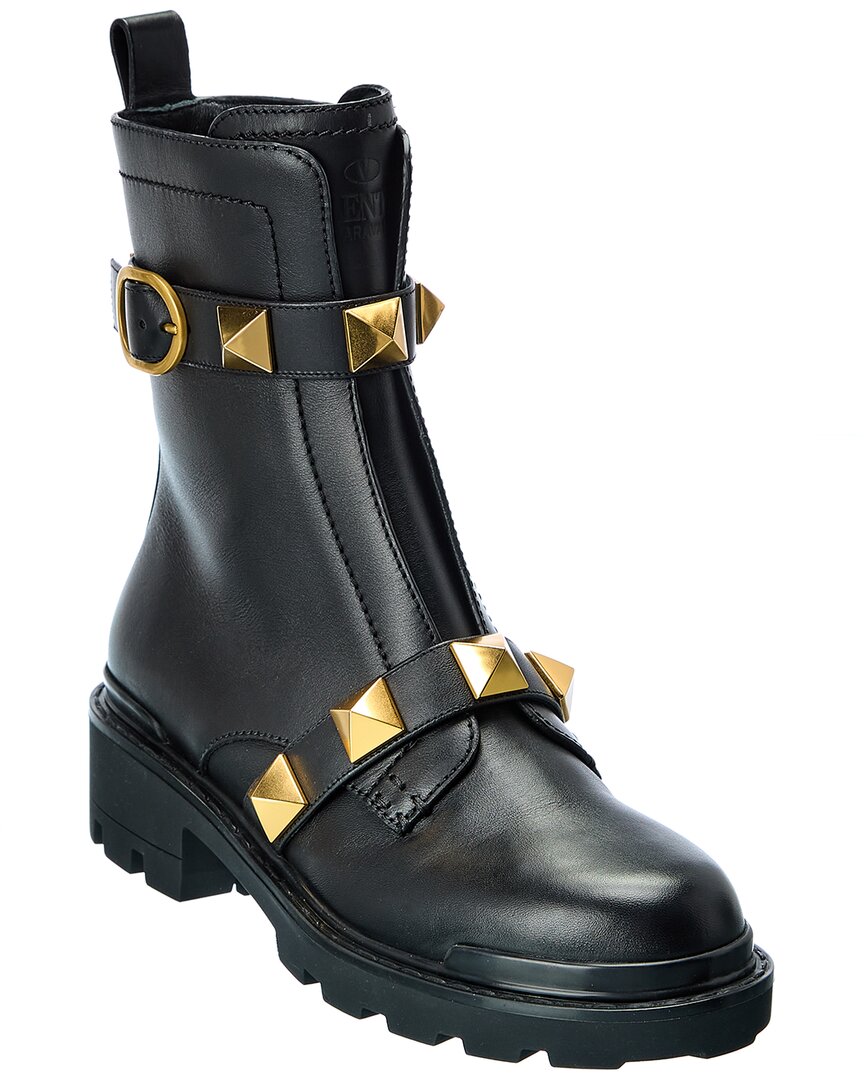 Valentino Garavani Valentino Roman Stud Leather Combat Boot