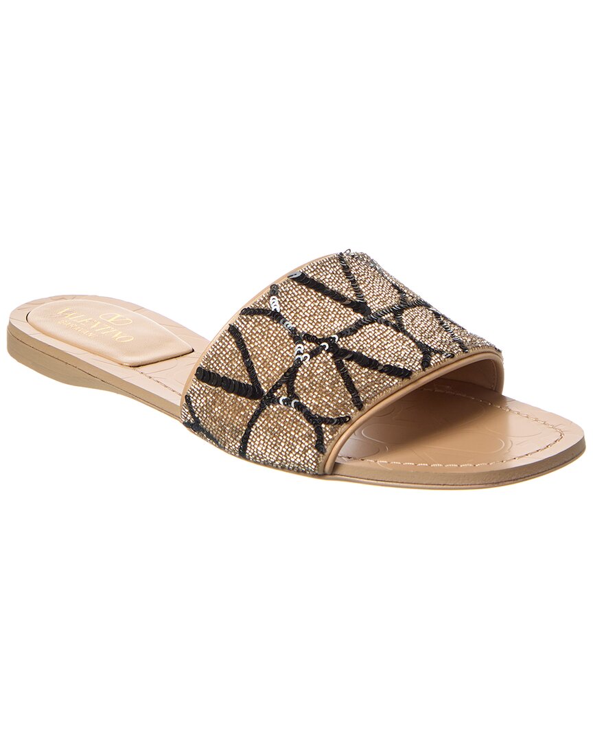 Valentino Garavani Valentino Toile Iconographe Leather Flat