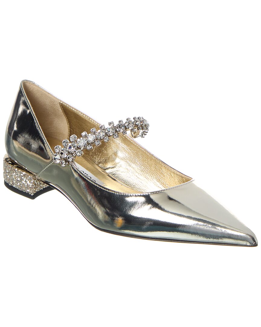 Jimmy Choo Bing Leather & Glitter Flat