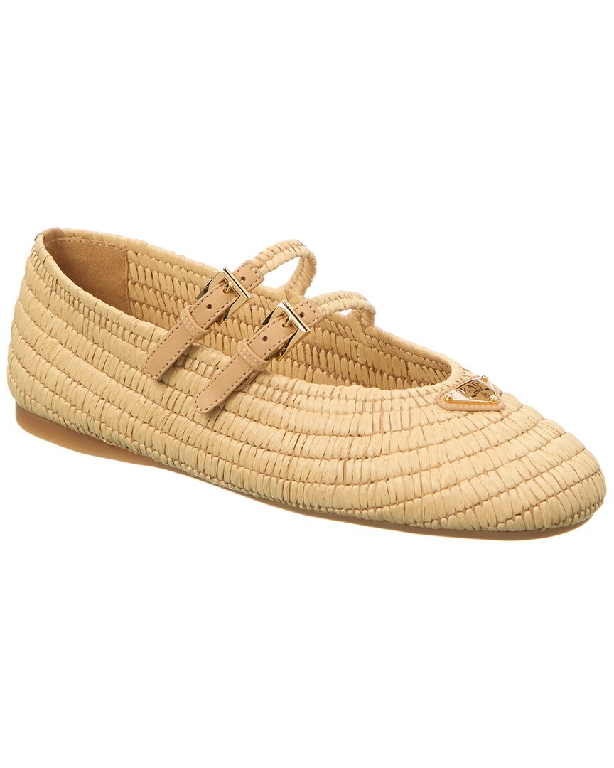 Prada Crochet & Leather Ballet Flat