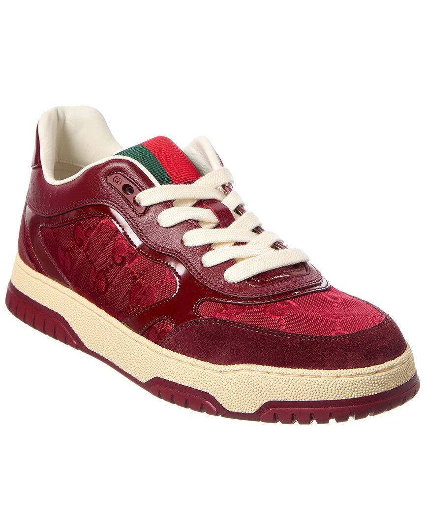 Gucci Leather And Fabric Sneakers In Burgundy