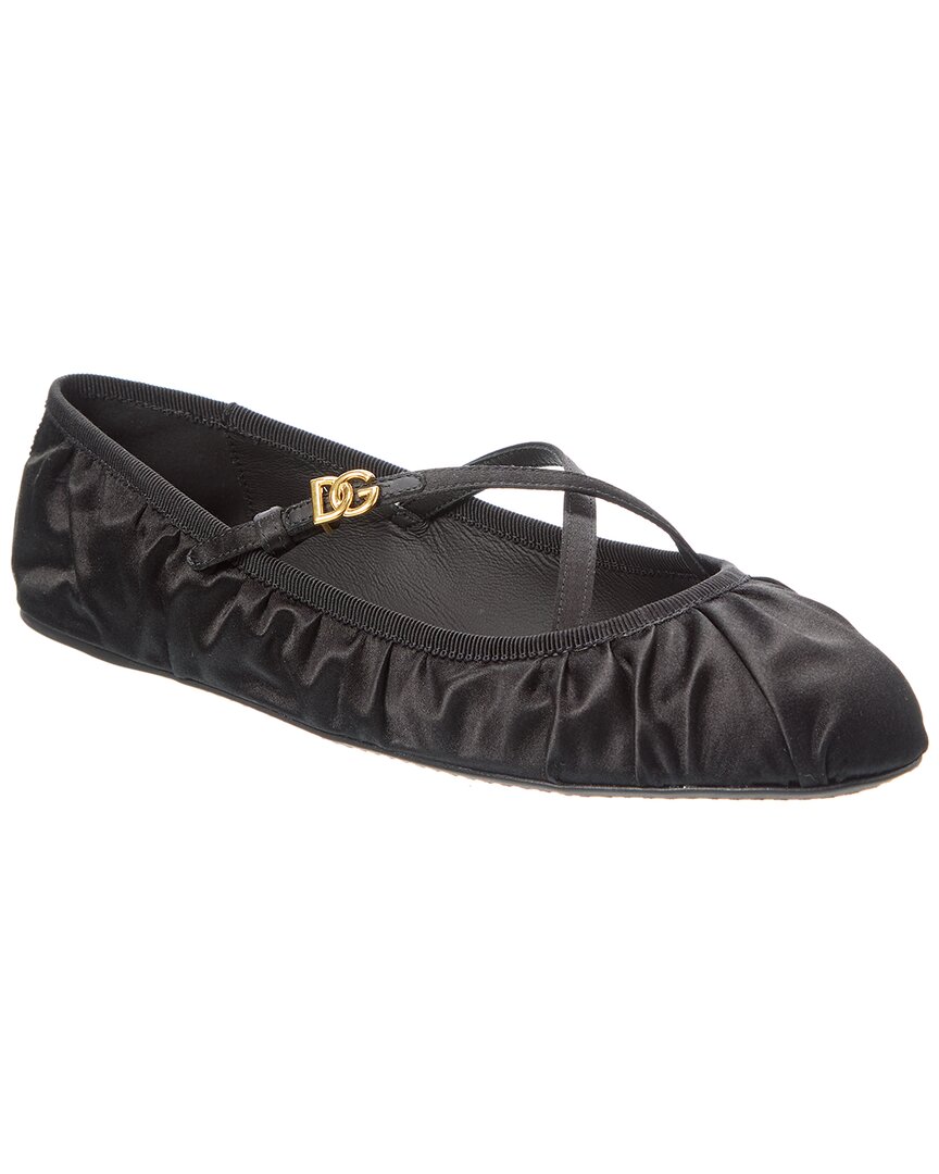 Dolce & Gabbana Black Satin Ballet Flats Women In Black