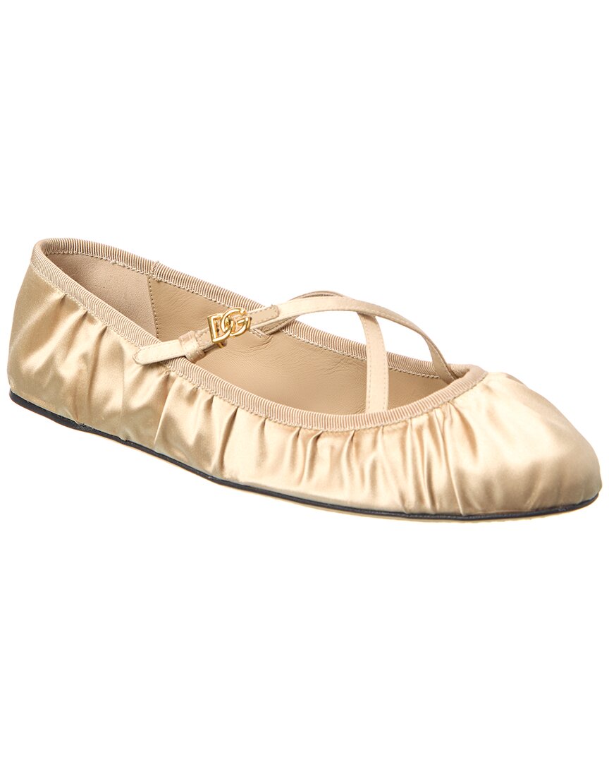 Dolce & Gabbana Elastic Trim Ruched Design Ballerina Flats