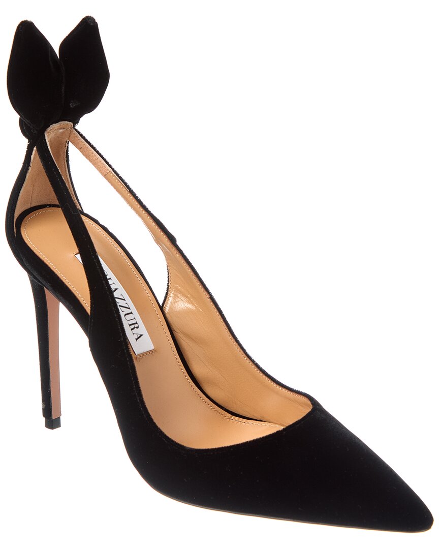 Shop Aquazzura Bow Tie 105 Velvet Pump