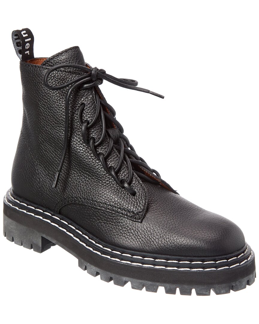 Proenza Schouler Leather Combat Boot In Black