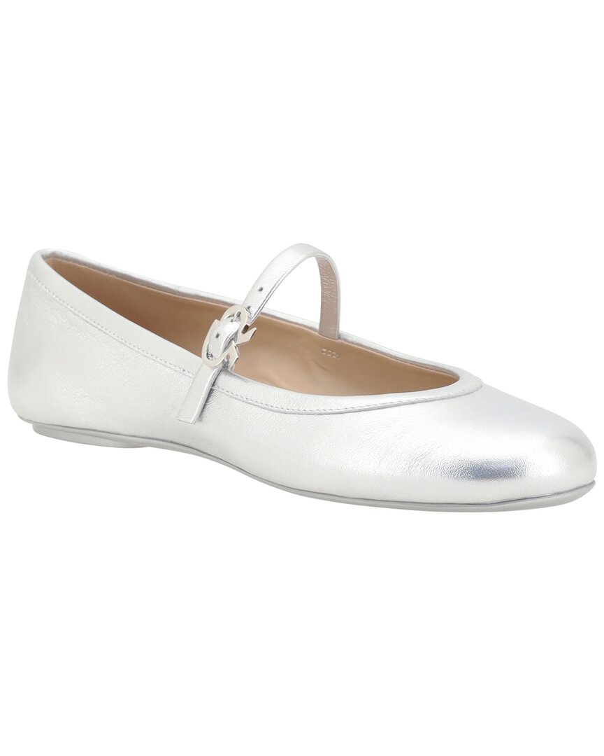Gianvito Rossi Carla Metallic Leather Mary Jane Flats