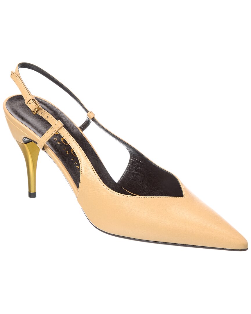 Gucci Leather Slingback Pump In Yellow