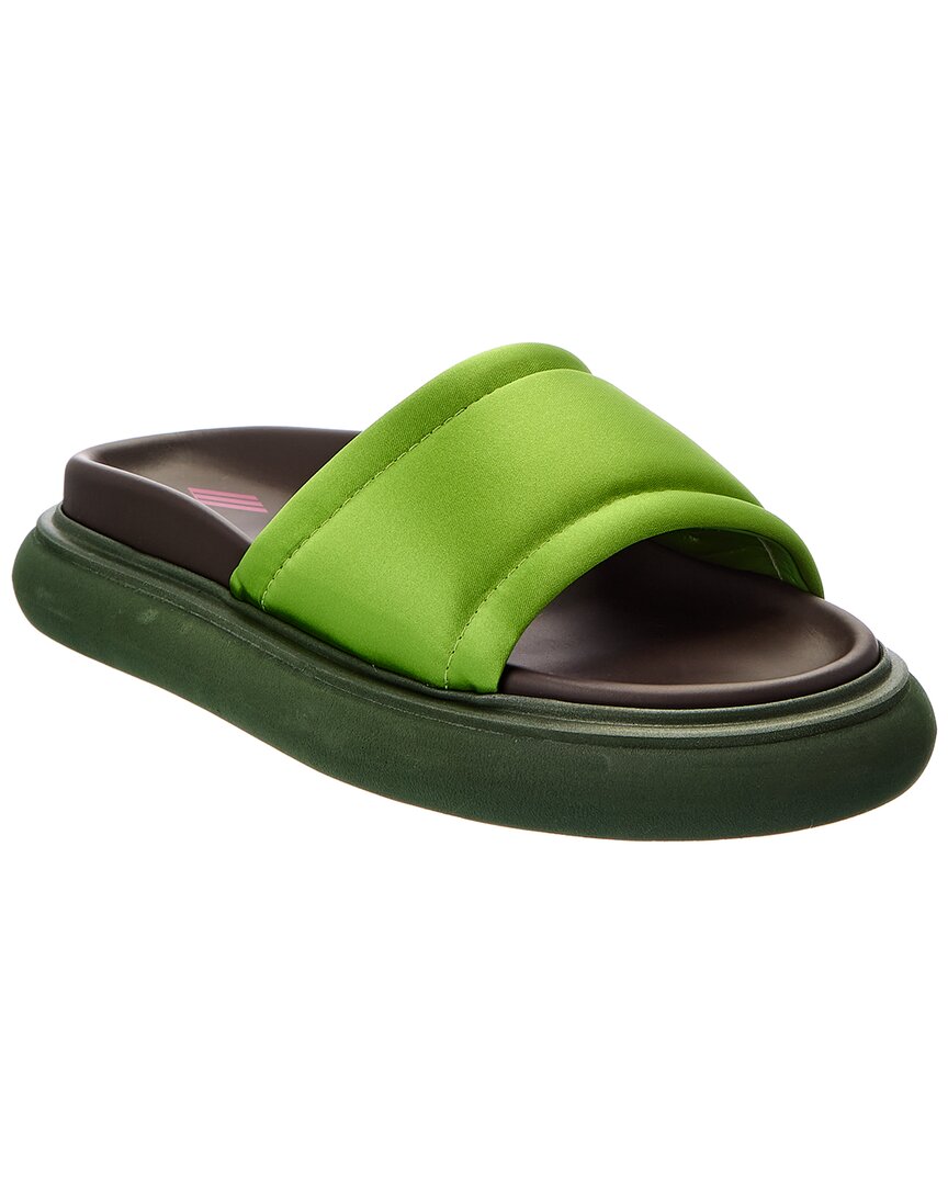 Shop Attico The  Padded Satin Platform Sandal In Green