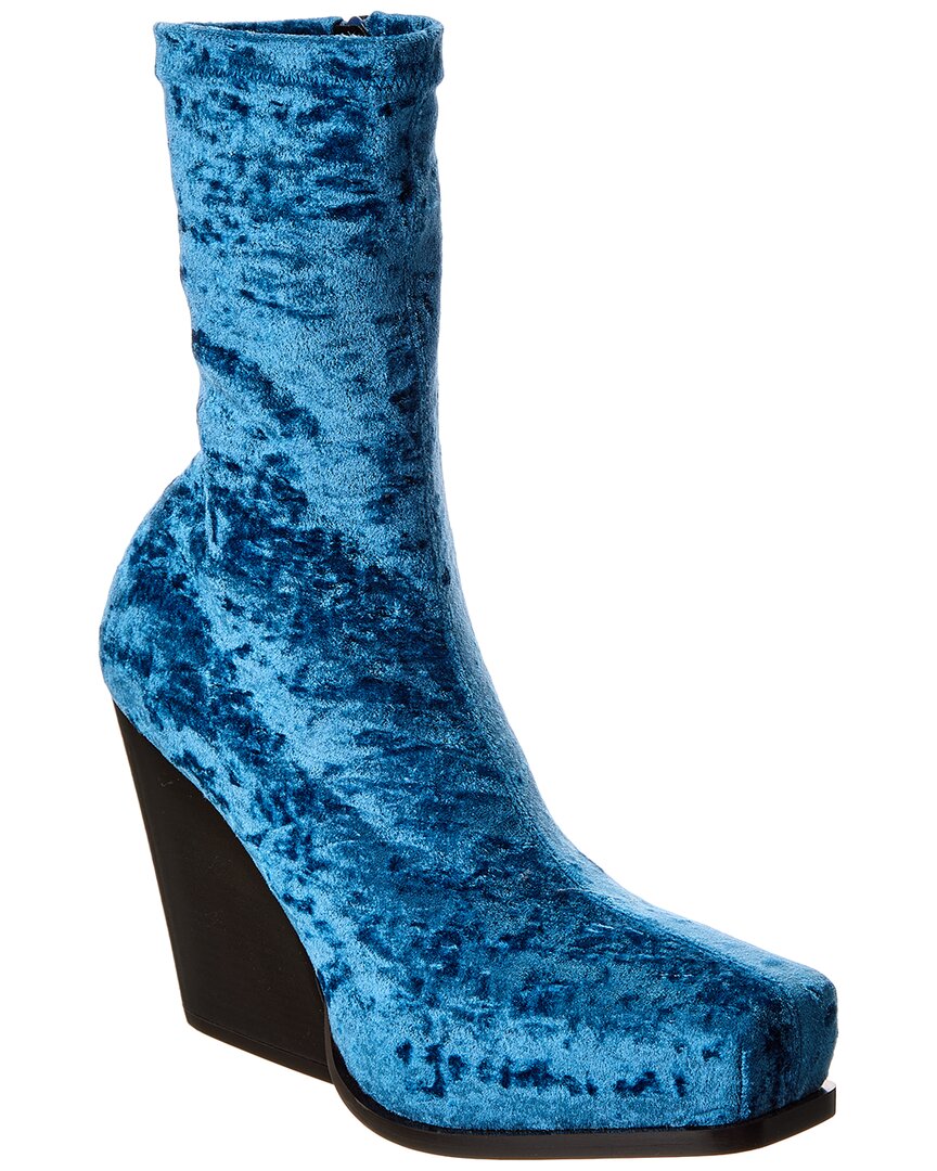 Stella Mccartney Cowboy Crushed Velvet Boot In Blue