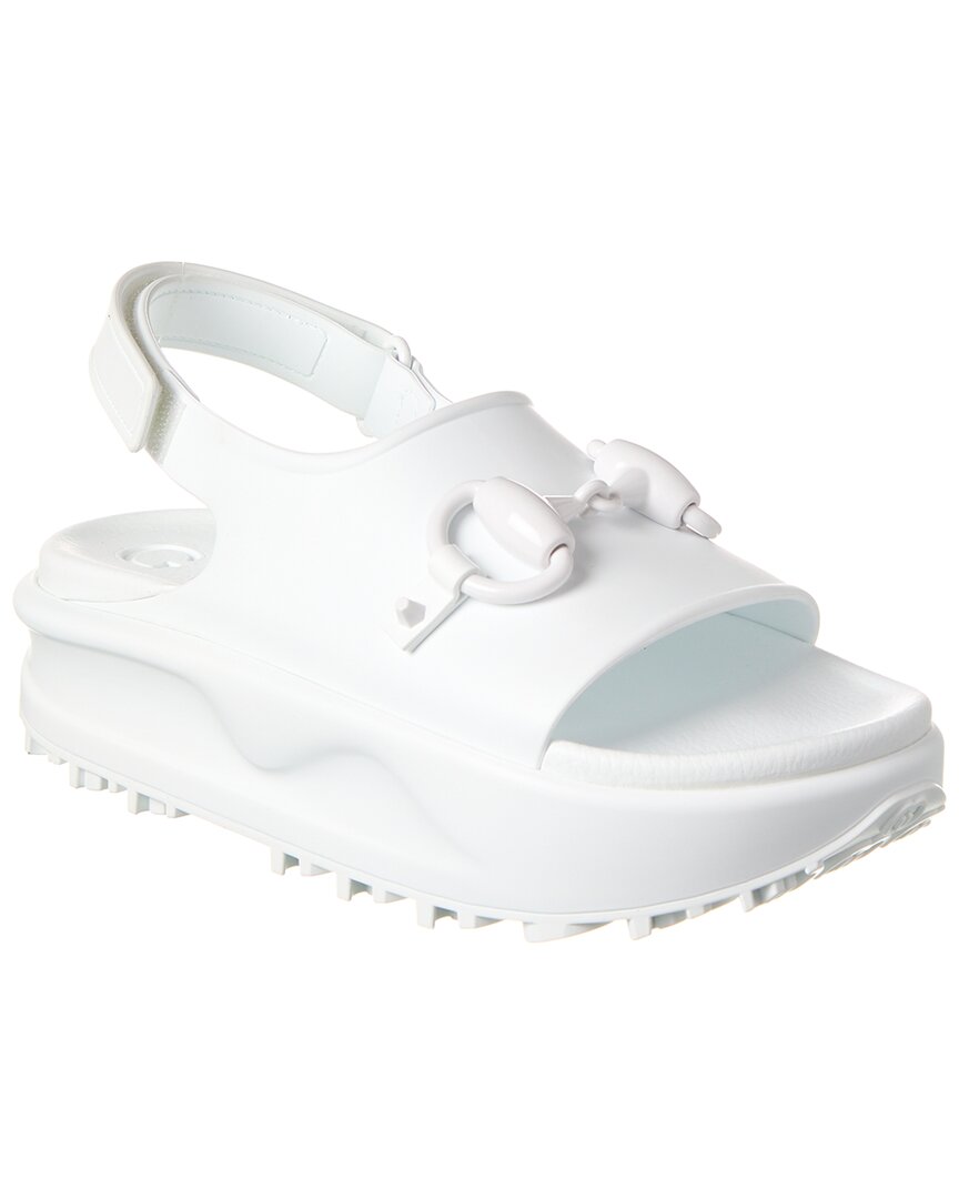 Gucci Horsebit Flatform Sandals In White