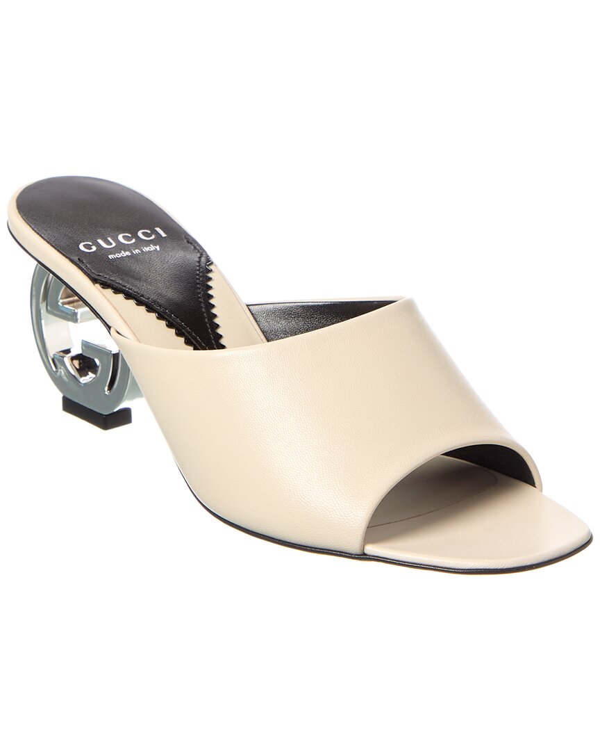 Gucci Interlocking G Leather Sandal In Neutral