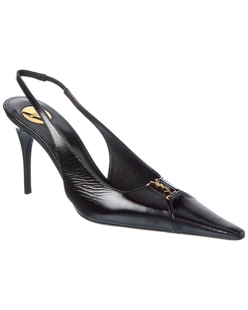 Saint Laurent Women Babylone Breteuil Open Back Pump In Smooth Leather In Black