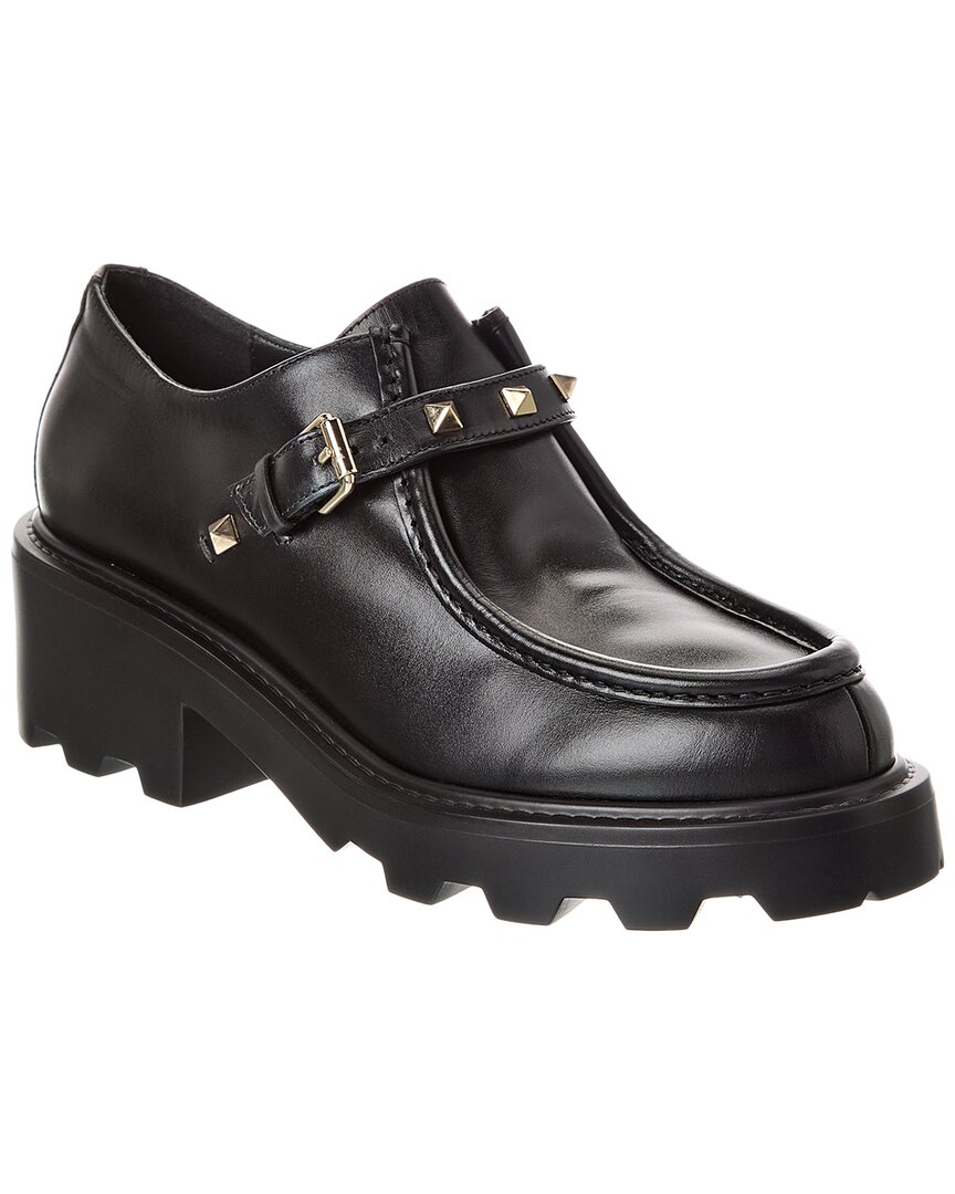 Valentino Rockstud Buckle Lug-sole Loafers