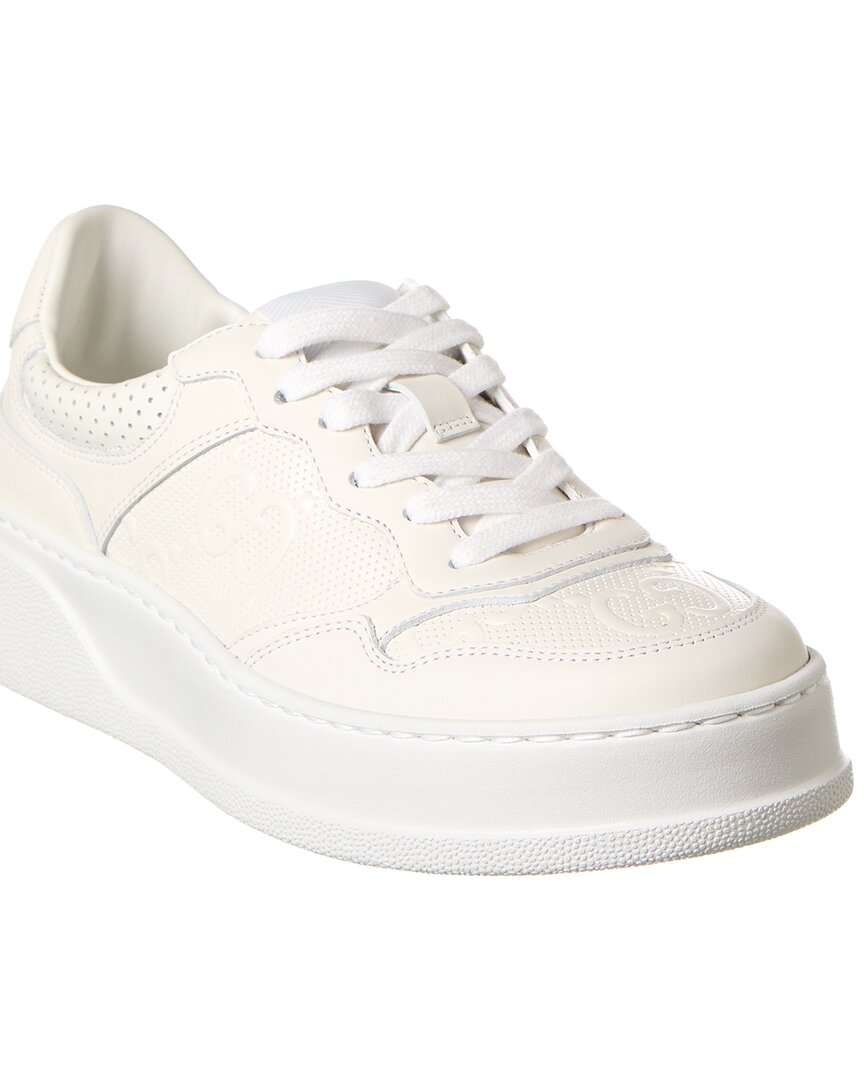 Gucci Gg Embossed Leather Sneaker In White