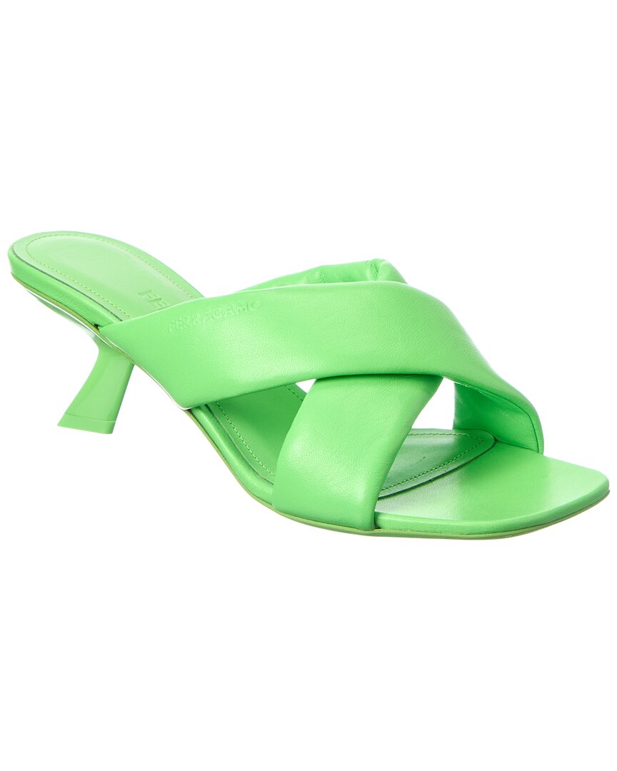 Ferragamo Crossover-strap Slider In Green