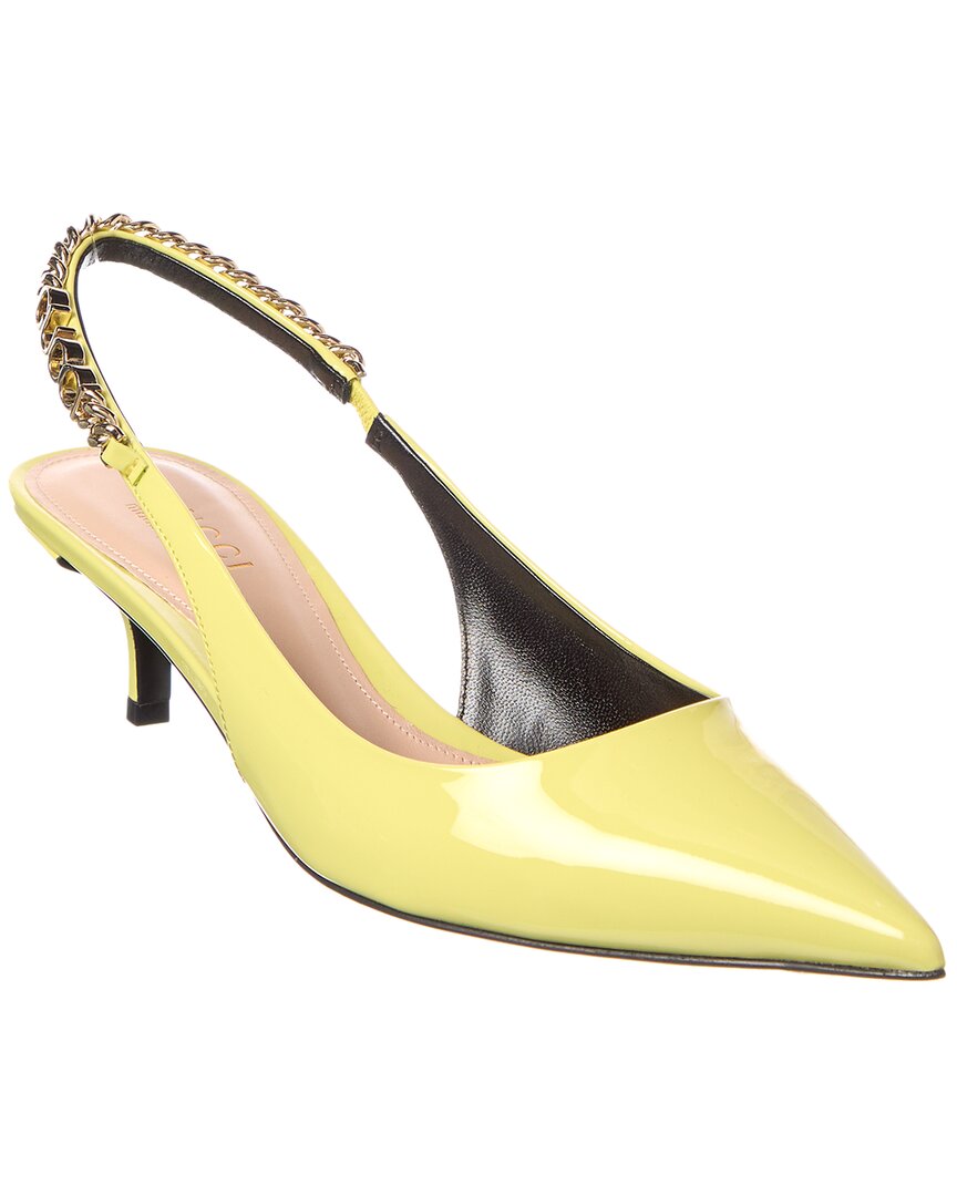 Gucci Signoria Patent Slingback Pump In Yellow