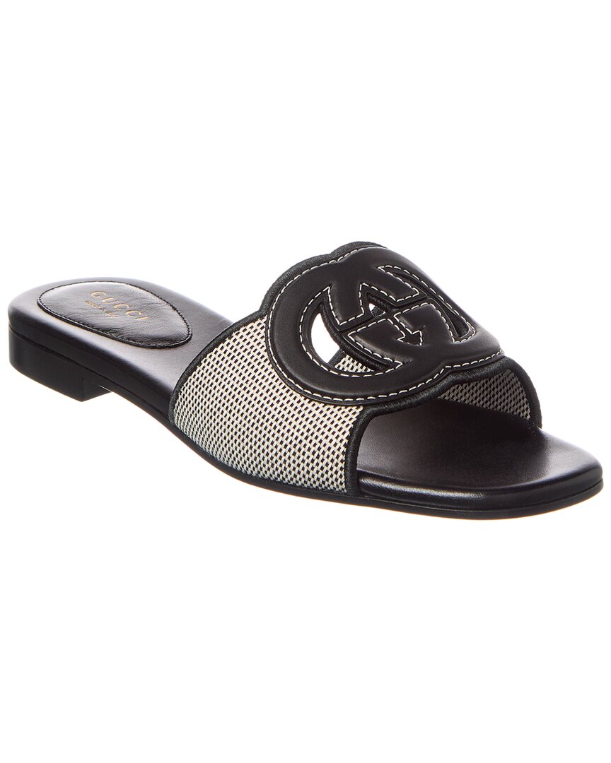 Gucci Slide Sandal With Interlocking G Detail In Black