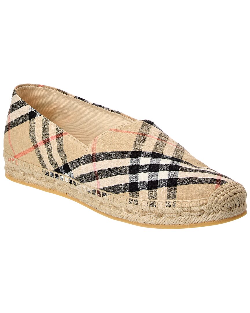 Burberry Canvas Check Pattern Espadrilles With Round Toe In Multi