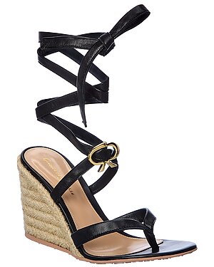 Gianvito Rossi Ribbon Beachclub 85 Leather Wedge Sandal