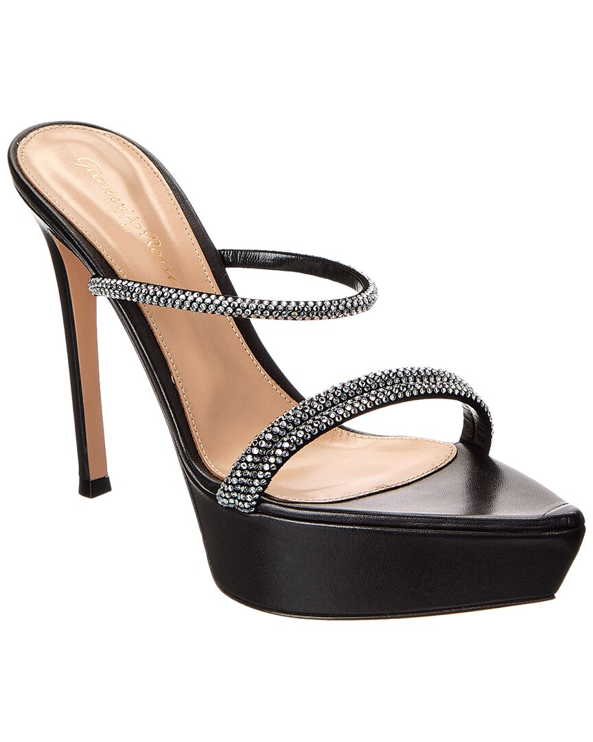 Gianvito Rossi Cannes 85 Leather Platform Sandal In Black