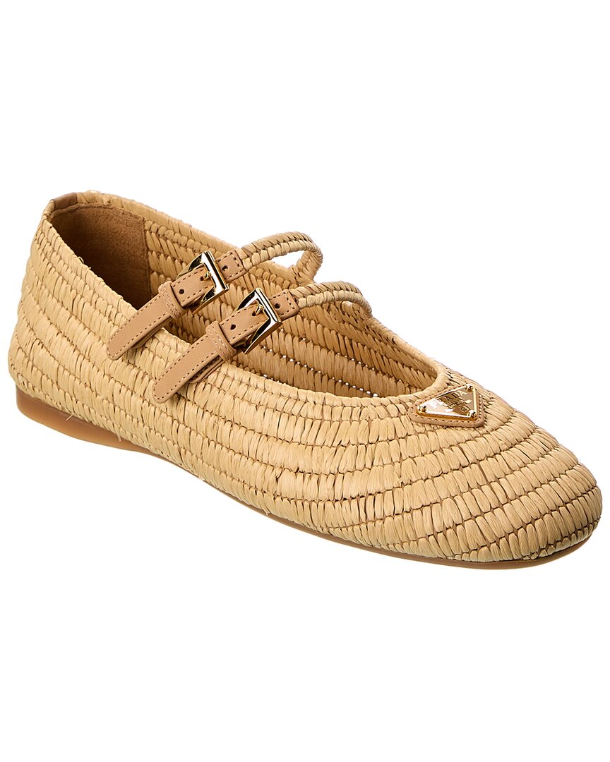 Prada Crochet & Leather Ballet Flat