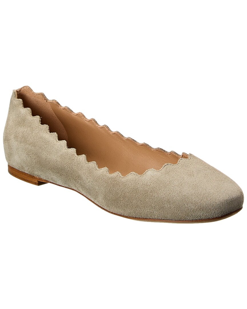 Chloé Chloe Lauren Scalloped Suede Ballerina Flat
