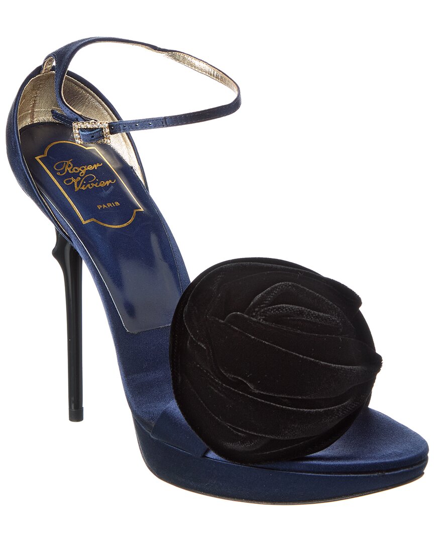 Roger Vivier Rose Satin & Velvet Platform Sandal