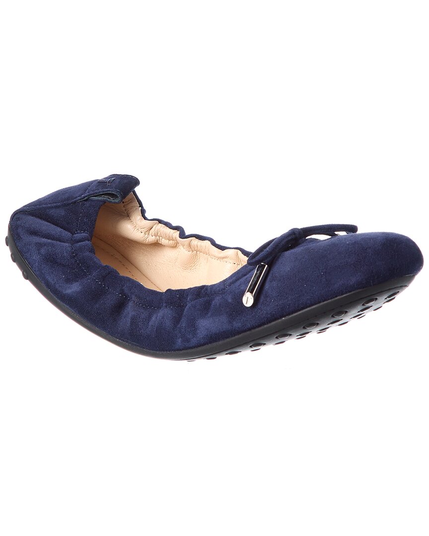 Shop Tod's Gommino Suede Ballerina Flat In Blue