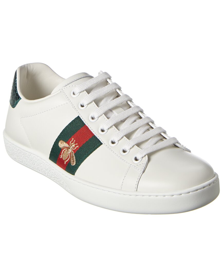 Shop Gucci Ace Embroidered Leather Sneaker