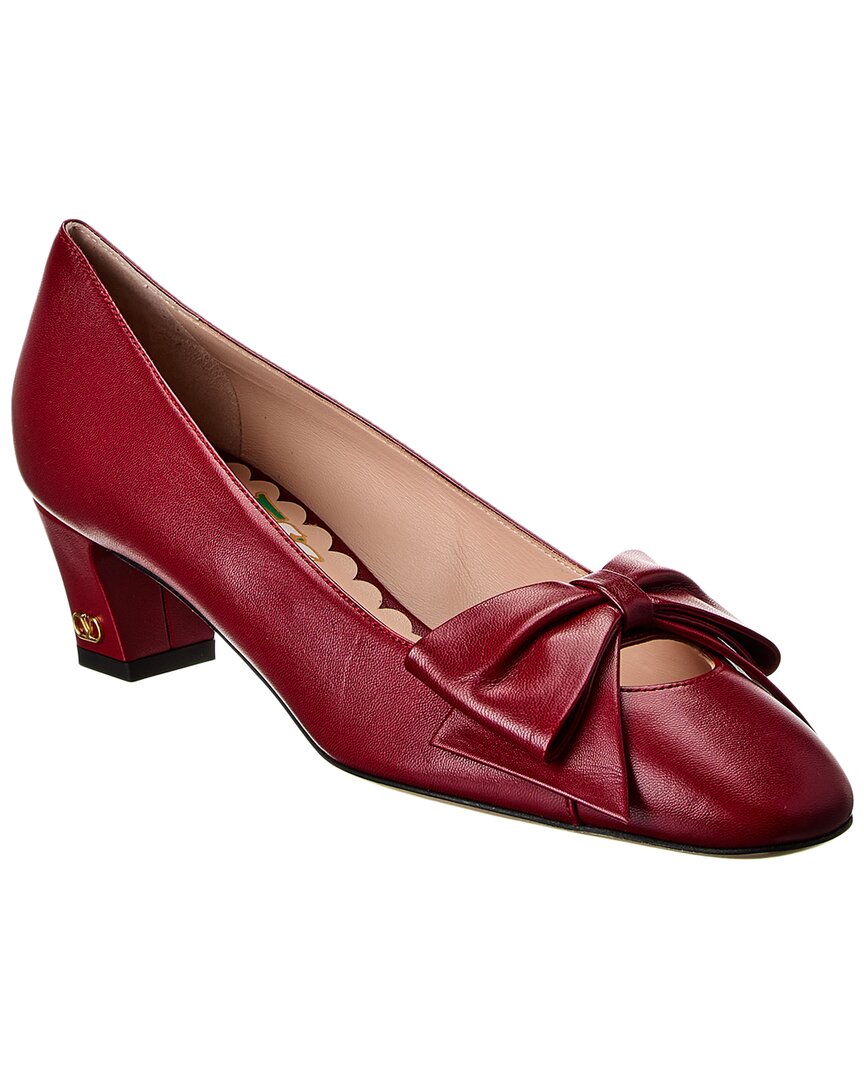 Valentino Bowow 45 Bow-embellished Leather Pumps In Burgundy