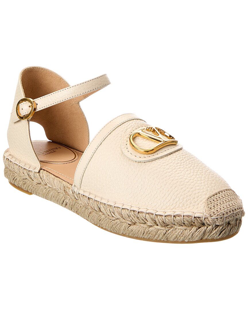 Valentino Garavani Valentino Vlogo Signature Grainy Leather Espadrille