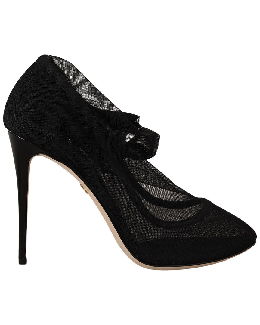 Dolce & Gabbana Stretch Sock Leather-trim Sandal In Black