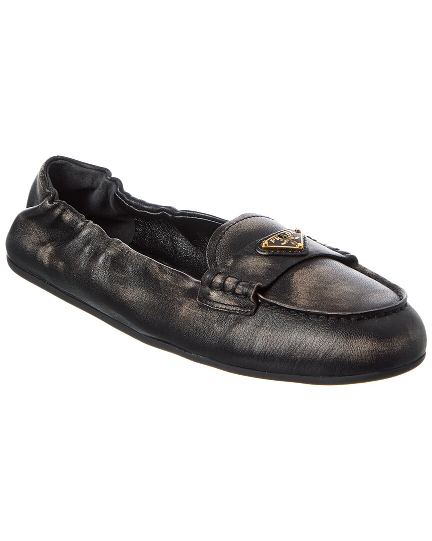 Prada Logo Leather Loafer