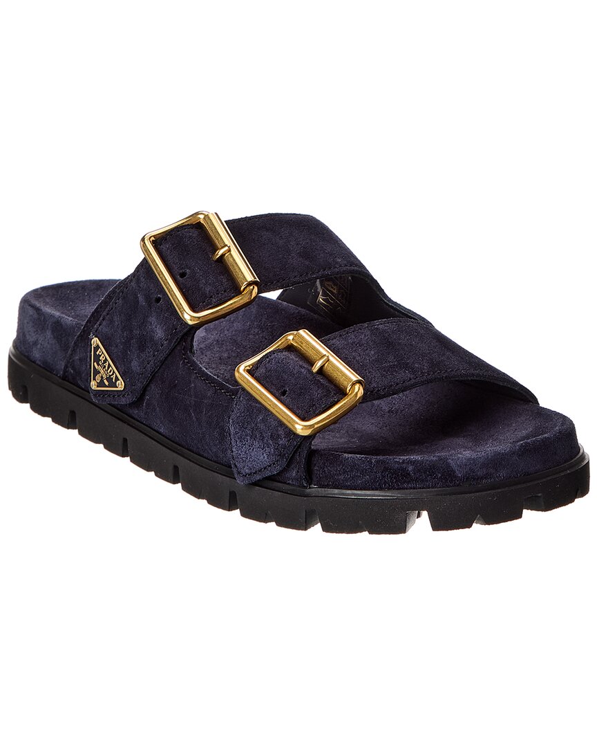 Prada Logo Suede Sandal