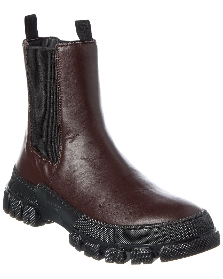 Weekend Max Mara Ellisse Leather Bootie In Brown