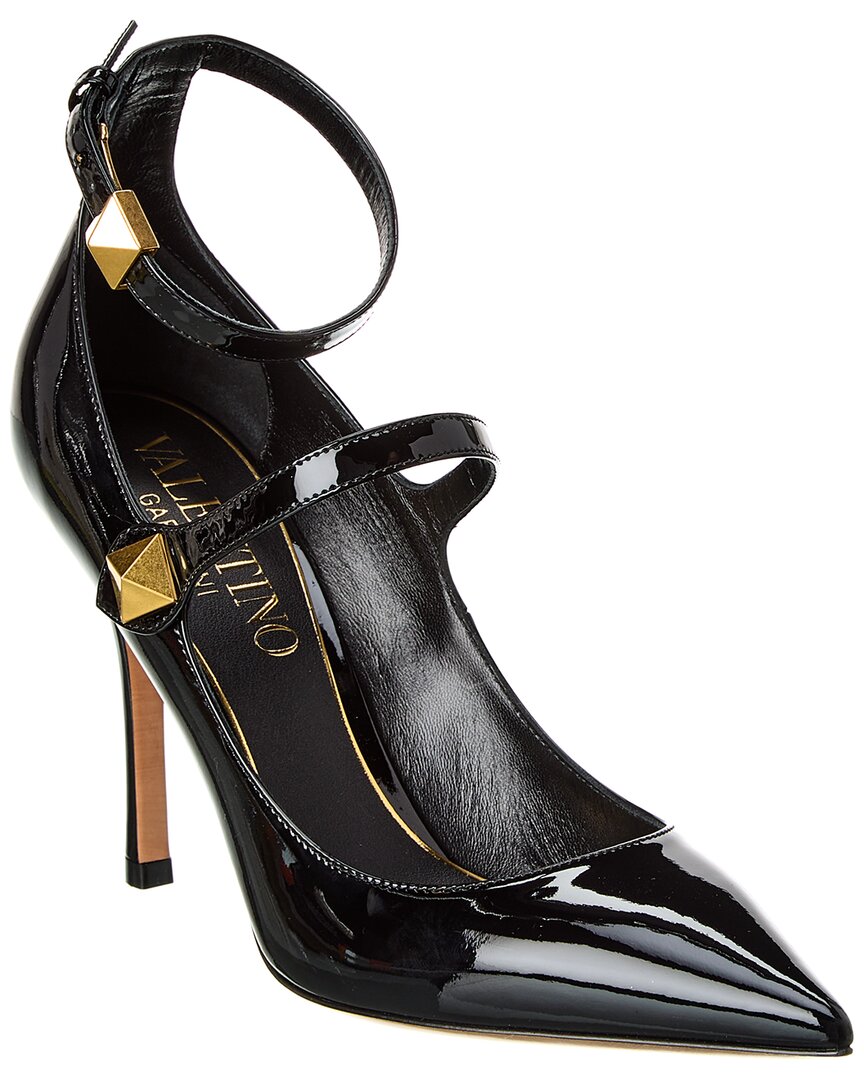 Valentino Roman Stud 100 Patent Pumps In Black