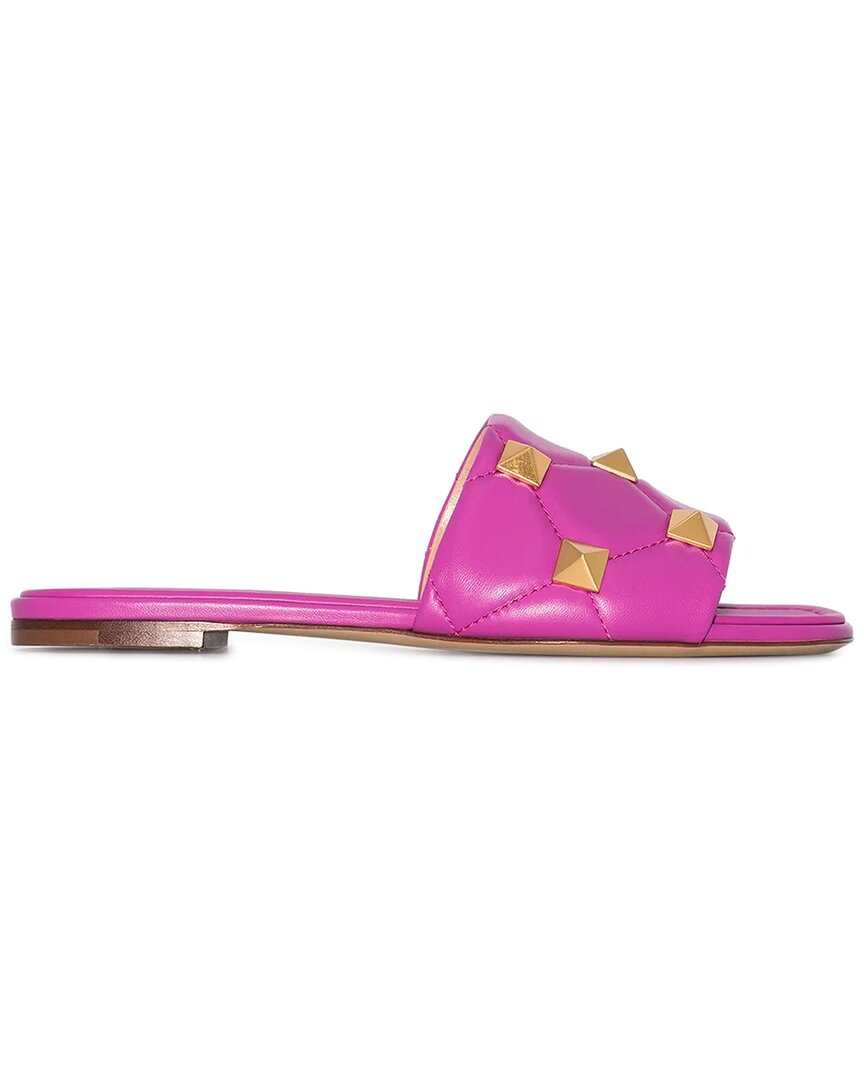 Valentino Roman Stud Leather Sandal In Pink