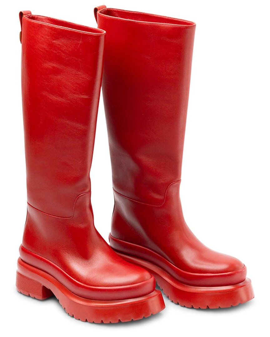 Valentino Garavani Valentino Leather Boot In Red